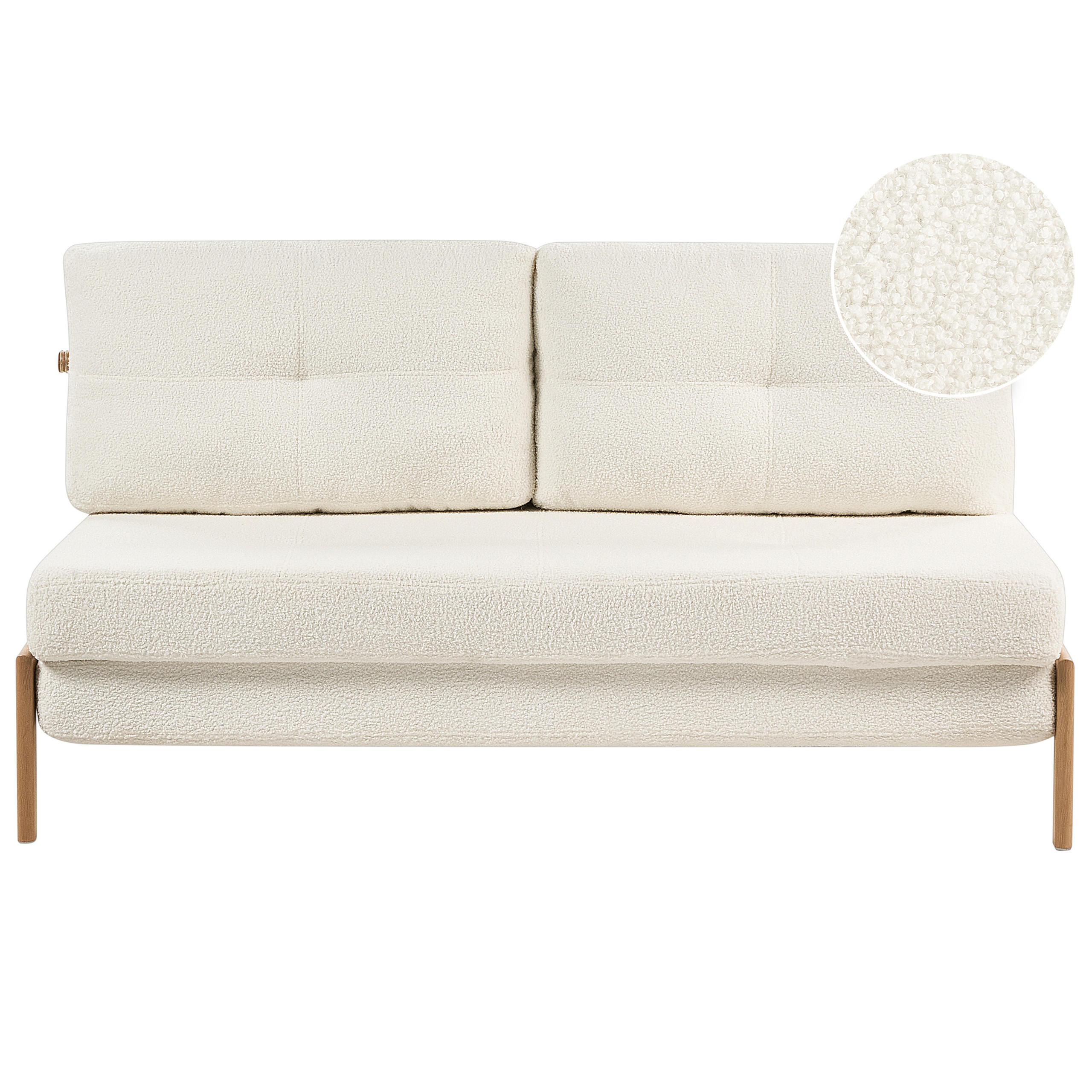 2-SITZER-SCHLAFSOFA Bouclé cremeweiß Edland - Hellbraun/Weiß, Textil (152/76/96cm) - Beliani