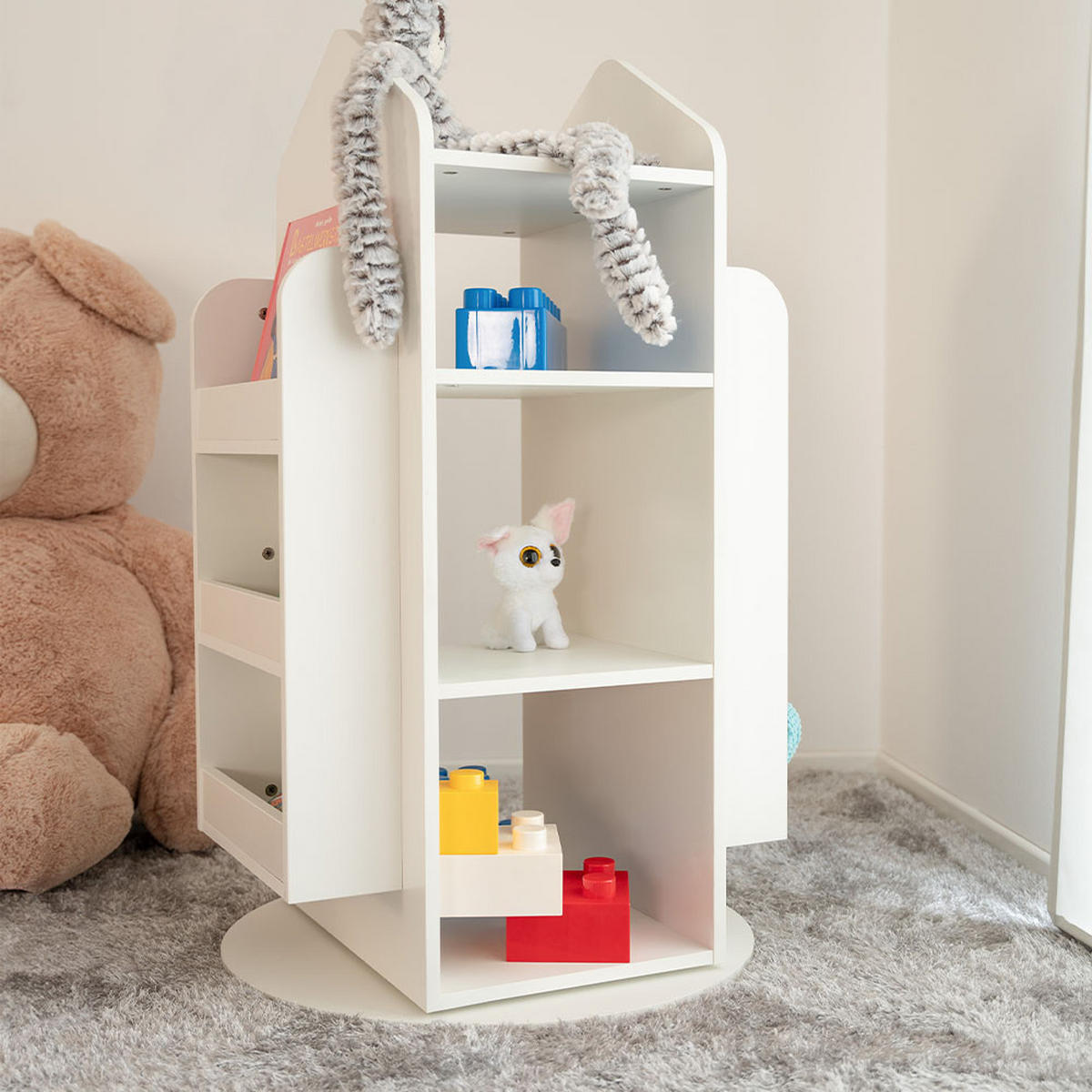 KINDERREGAL JUNA - Farbe: Weiß - Weiß, Holzwerkstoff/Textil (60/105.3/60cm) - Home Deluxe