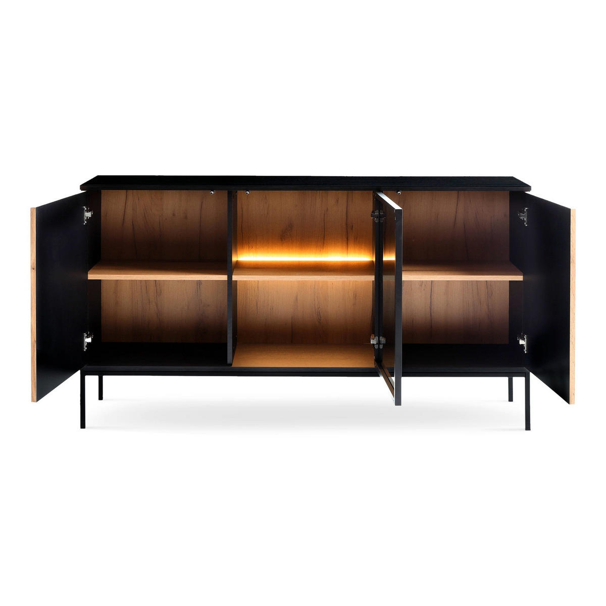 KOMMODE Lampy Schwarz - Schwarz, Holzwerkstoff (154/83/39cm) - Pillovely