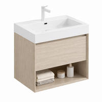 WASCHTISCH mit Mineralwerkstoffbecken Eiche Hell/Weiß - Weiß, Holzwerkstoff (46/60/70cm) - Beauniv