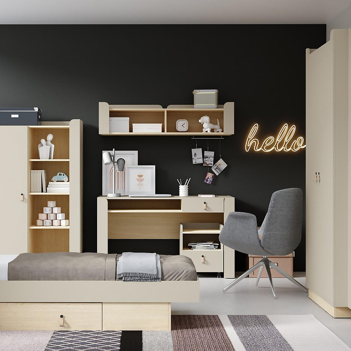 BÜCHERREGAL Sorella mit 4 offenen Regalböden, 55 cm, für Jugendzimmer, Macadamia + Eiche Mavelie - Eichefarben/Beige, Holzwerkstoff (55/201/42cm) - Beautysofa