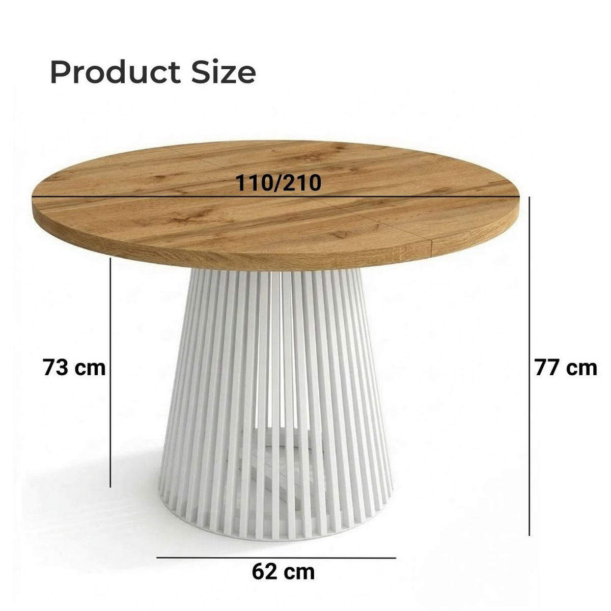 ESSTISCH runder ausziehbarer Tisch für Esszimmer DOVER 110 / 210 cm, Farbe: Eiche Wotan / Weiß - Eiche Wotan/Weiß, Holz (210/110/77cm) - Dekori_Interiors