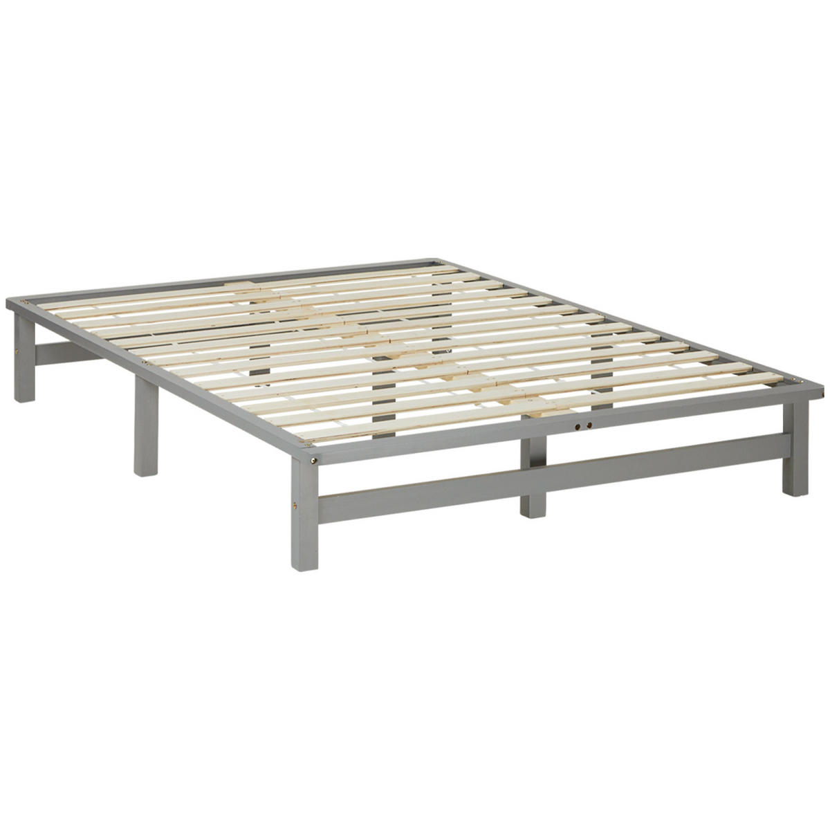 HOLZBETT mit Matratze 140/200 cm grau - Grau, Holz (140/200cm) - Homestyle4u
