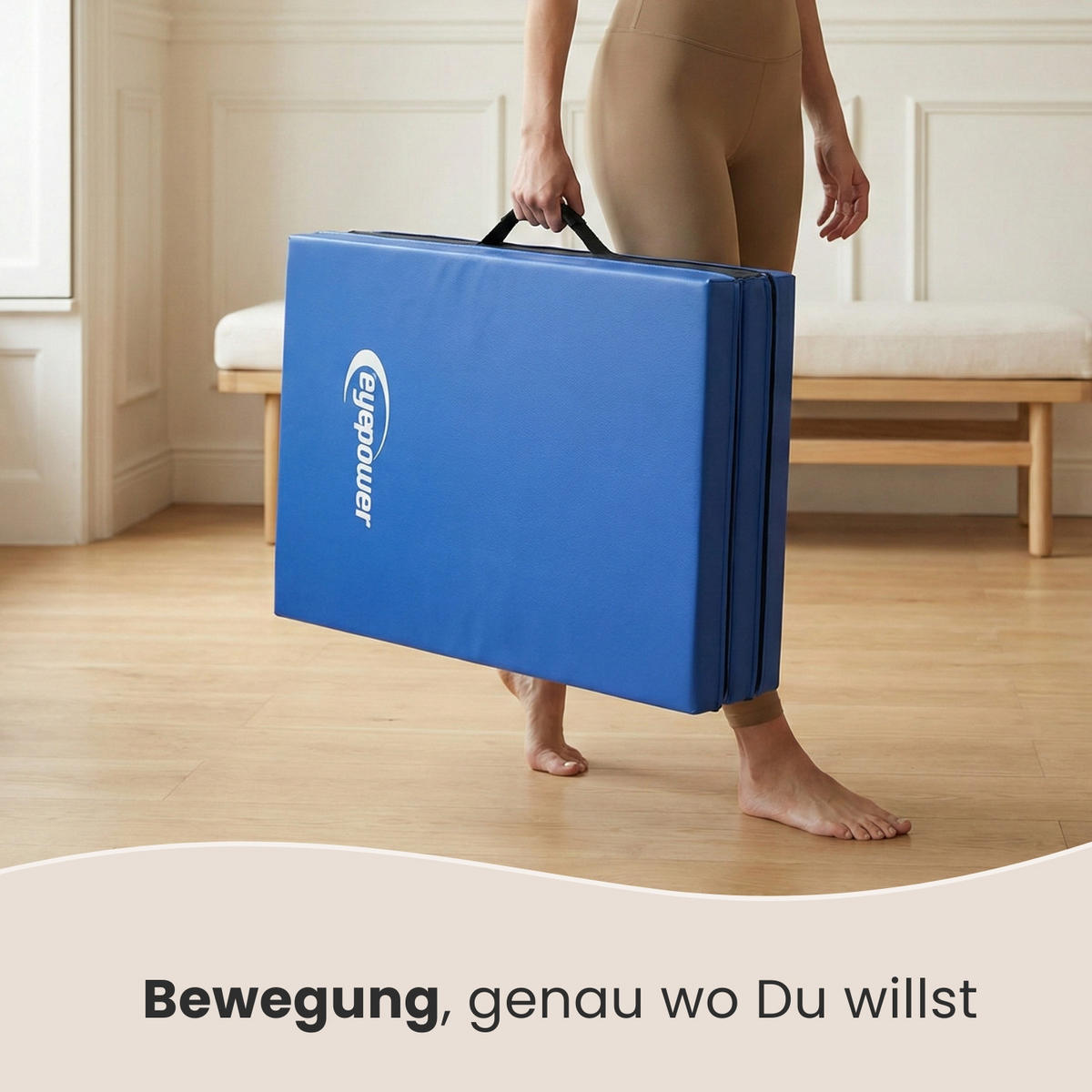 GYMNASTIKMATTE zum Wenden - 180/60/5 cm Faltbare Turnmatte - Blau, Kunststoff (60/180cm) - eyepower