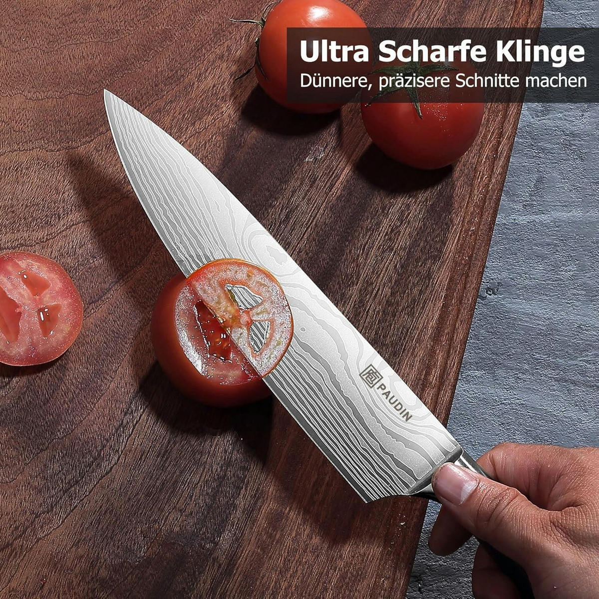 KÜCHENMESSERSET 5-teilig Carbon Edelstahl Pakkawood-Griff - Multicolor, Metall