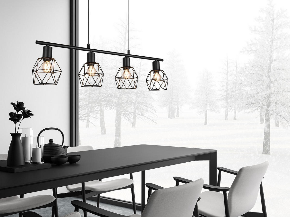 PENDELLEUCHTE Industrial, Schwarz 75cm hängend Küchentisch - Schwarz, Metall (12/75/150cm) - meineWunschleuchte