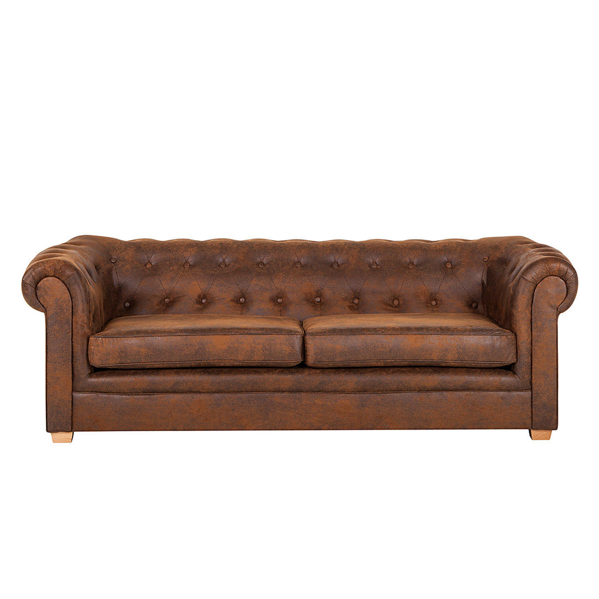 3-SITZER SOFA - Antiklederlook - Braun - Braun, Textil (218/74/94cm) - home24