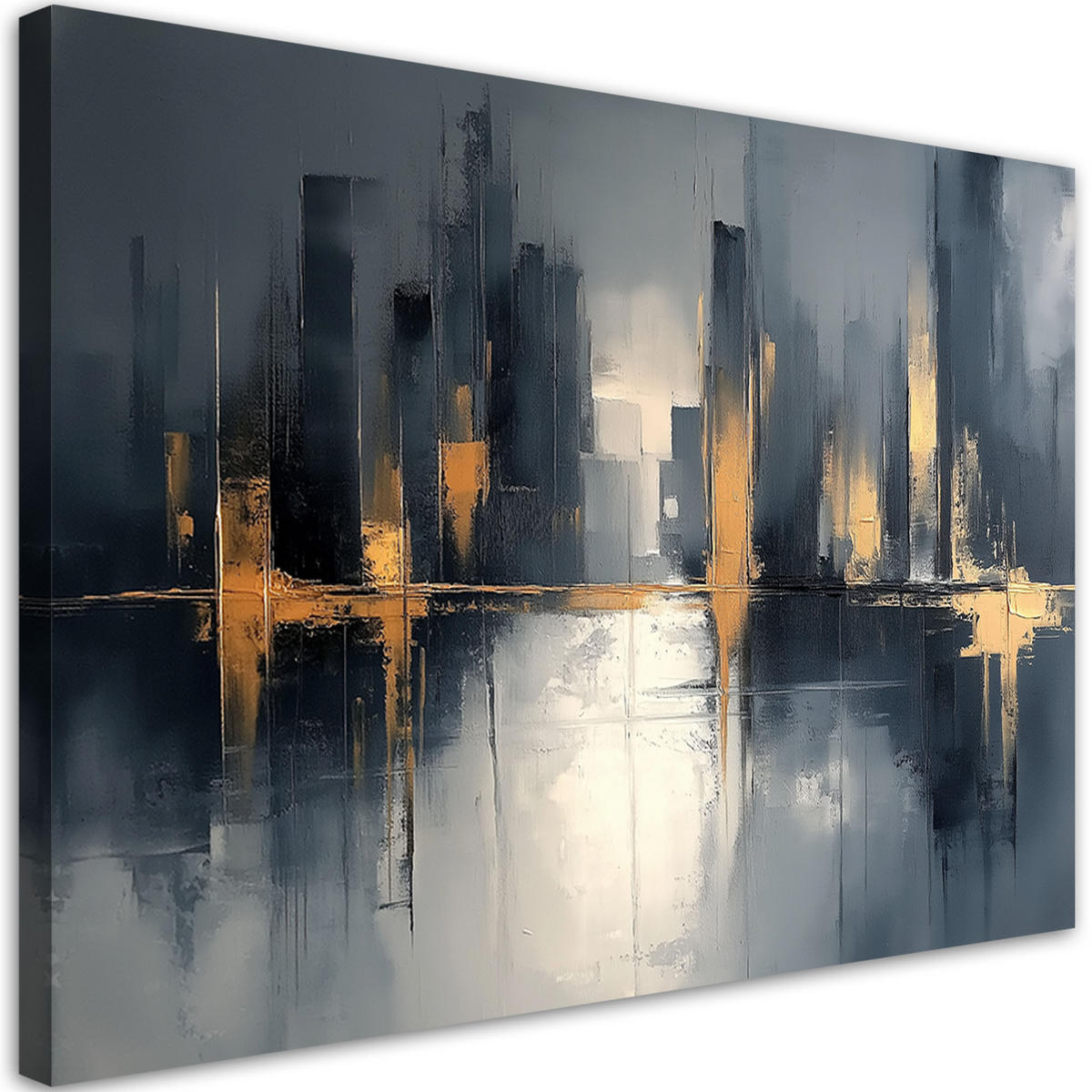 LEINWANDBILD Schwarz-Gold-Abstraktion - Grau, Textil (120/80cm) - Feeby