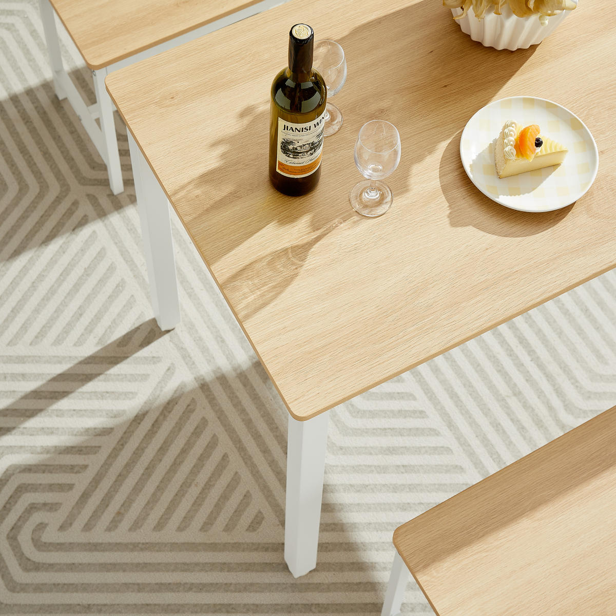 ESSGRUPPE DE-39327 4-teilig, mit 2 Bänken Natur - Naturfarben, Holzwerkstoff (110/75/60cm) - ComfortXL