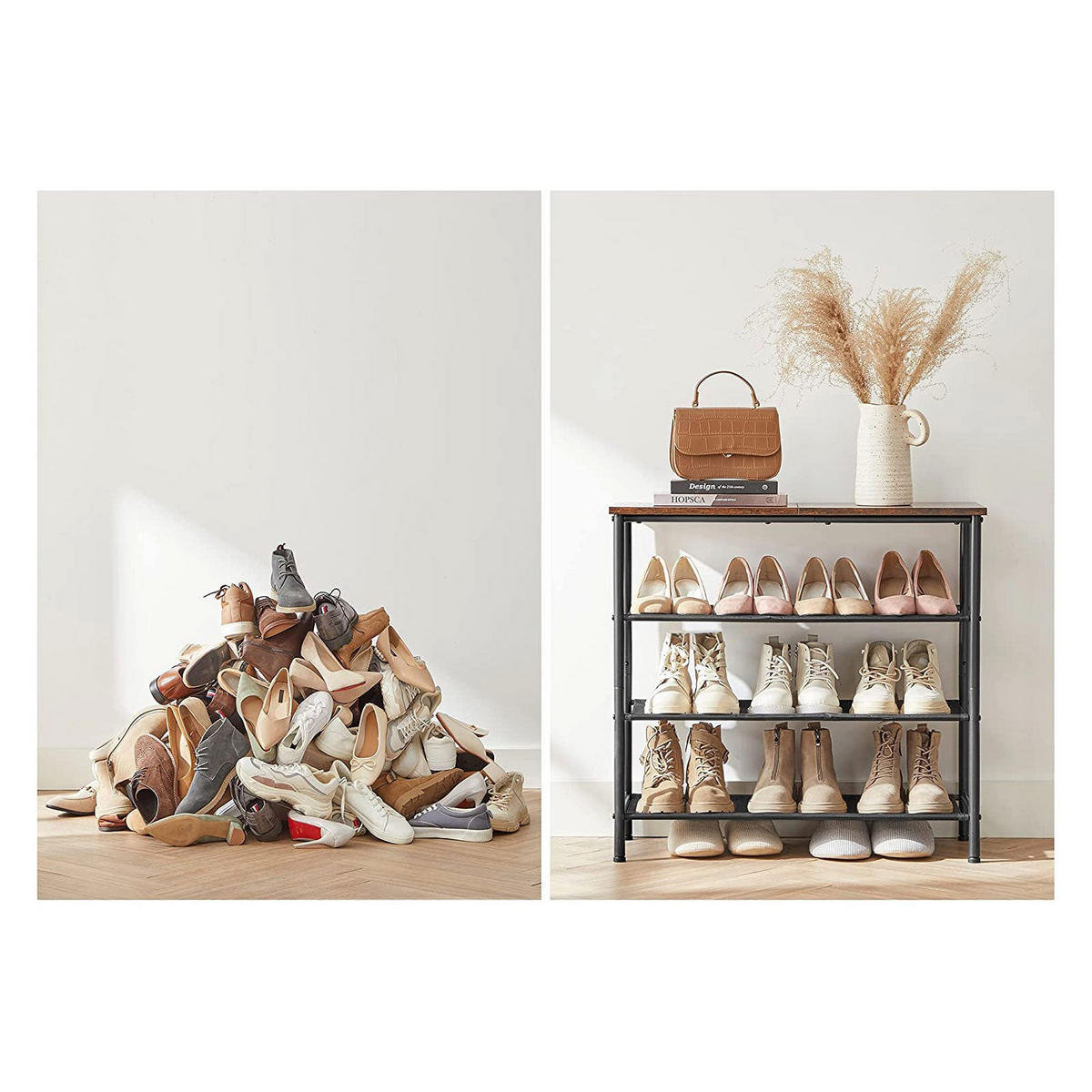 SCHUHREGAL - Braun, Holzwerkstoff (30/71/75cm) - Hansiro