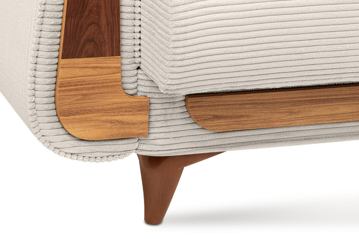 3-SITZER-SCHLAFSOFA GUSTAVO II mit Armlehnen, Creme - Creme, Holz/Holzwerkstoff (230/98/98cm) - KONSIMO®
