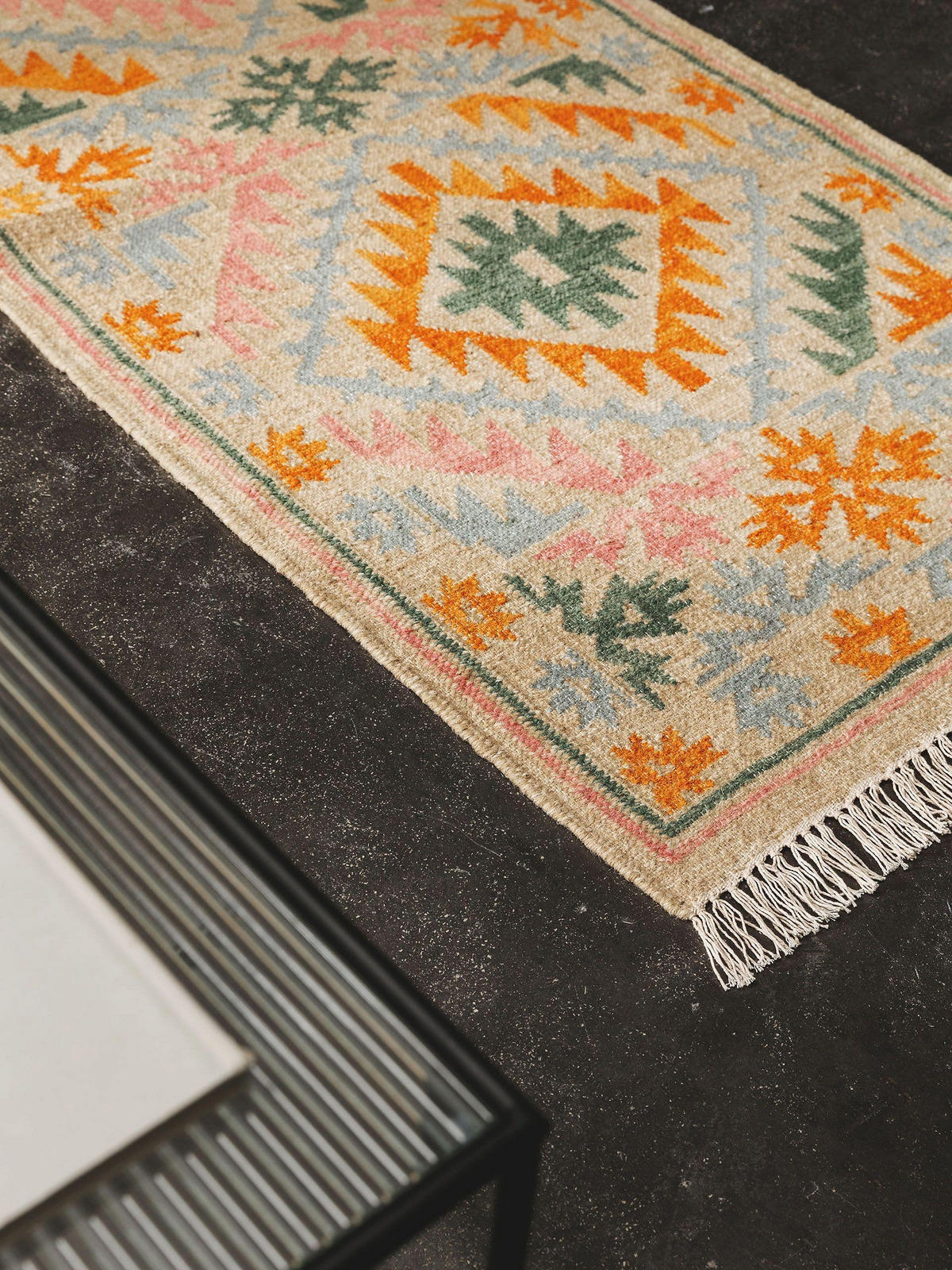 KELIM handgewebt Zohra Multicolor/Beige 80x200 cm - Multicolor, Textil (80/200cm) - benuta Pure