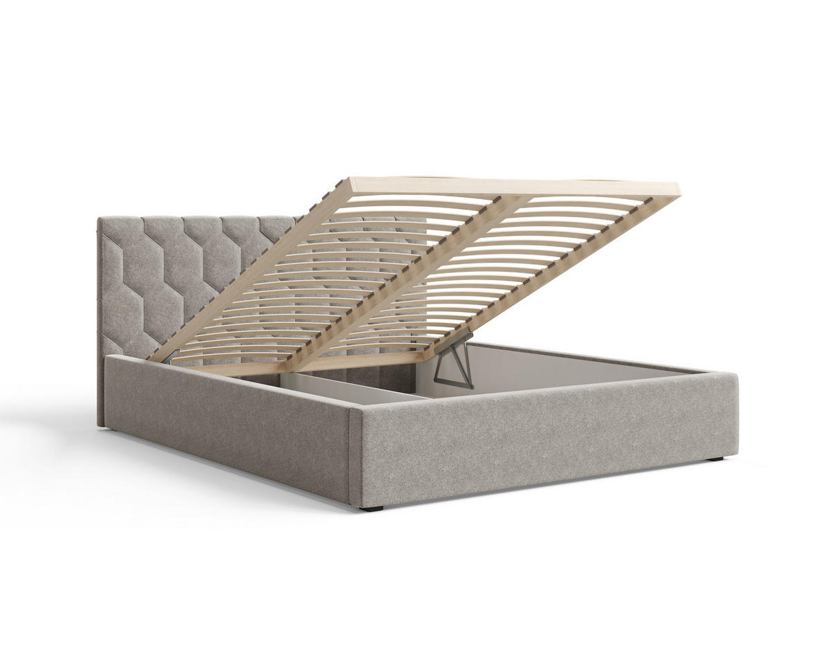 POLSTERBETT 02 160 x 200 cm – Casa – Bett mit Federmechanismus und Stauraum - Grau, Holz (160/200cm) - ROYAL24_MARKT