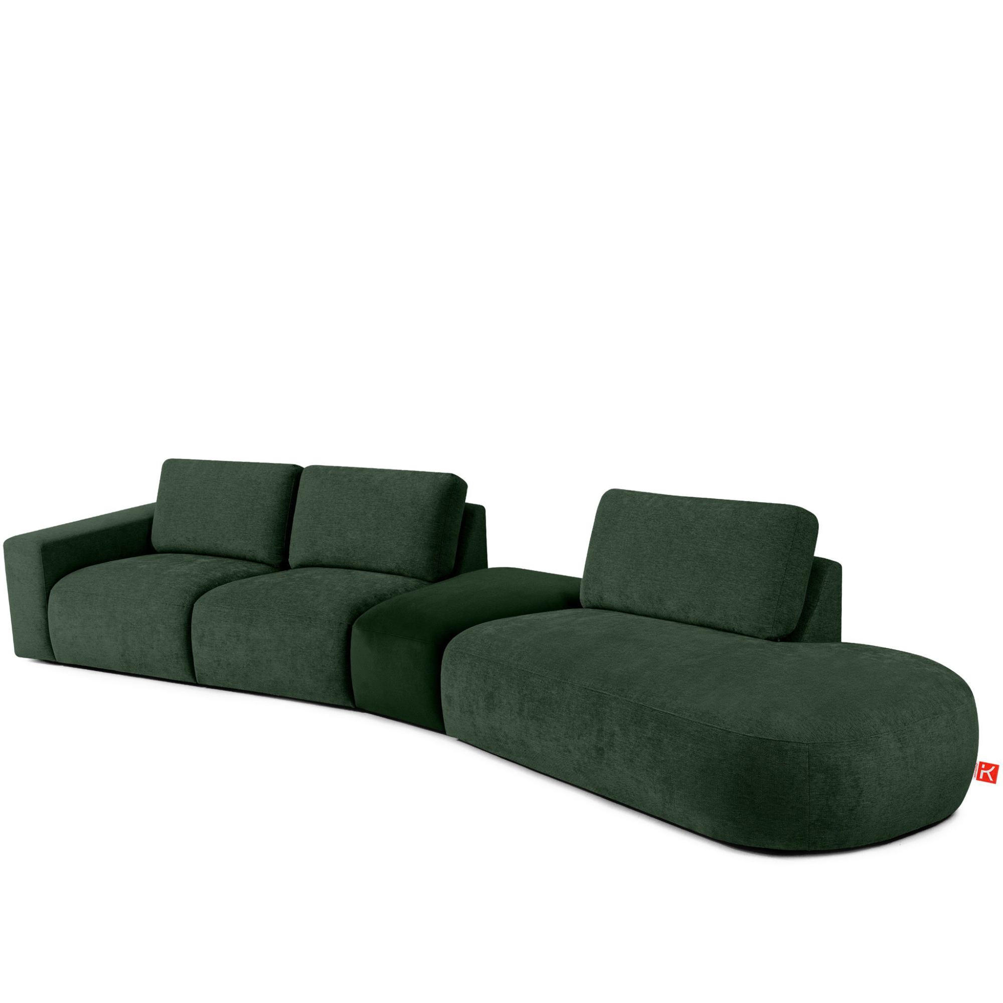 5-SITZER ECKSOFA ZUCCO Chenille rechts, Dunkelgrün - Dunkelgrün, Textil (430/84/105cm) - KONSIMO®