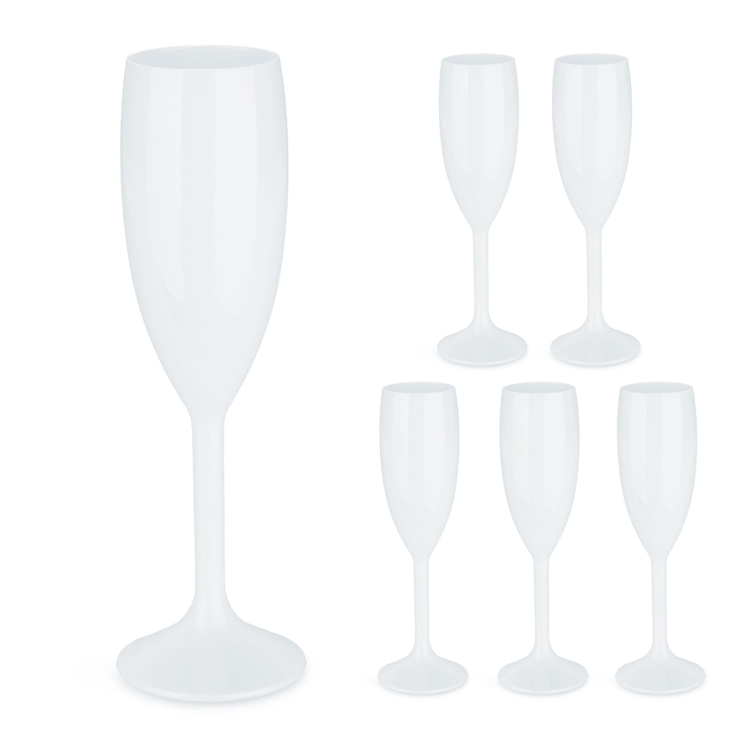 6xSEKTGLÄSER - Weiß, Kunststoff (0.17L) - Relaxdays