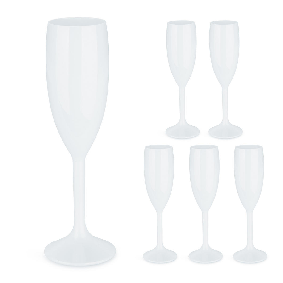 6xSEKTGLÄSER - Weiß, Kunststoff (0.17L) - Relaxdays