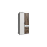 KLEIDERSCHRANK Joker in Weiß Flagstaff Eiche - Drehtürenschrank 2 türig - Weiß, Holzwerkstoff (91/199/58cm)