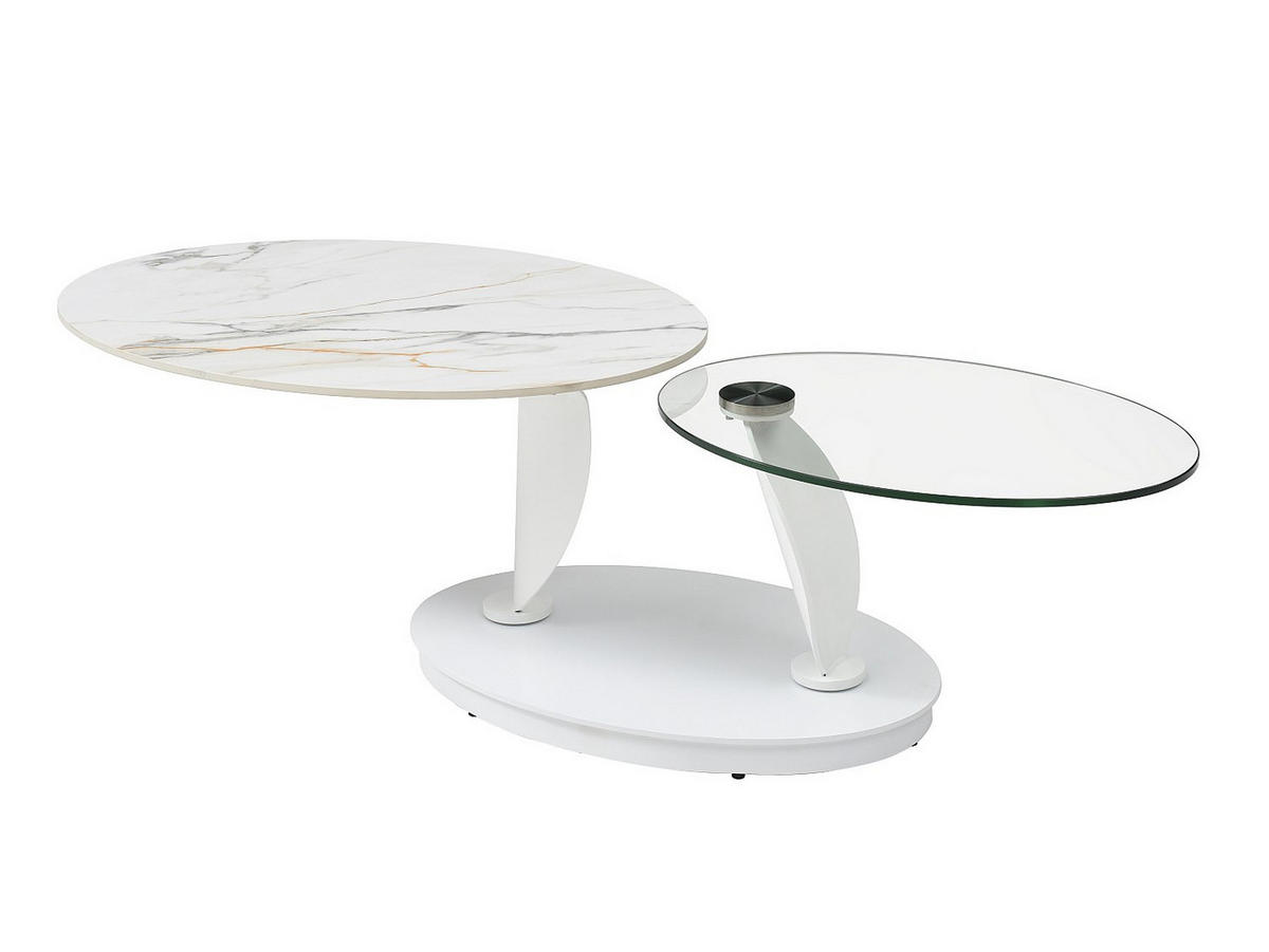 COUCHTISCH modulierbar - 150cm x 60cm - Sicherheitsglas - transparent, weiß - MANEYA - Weiß, Glas (60/150/43cm) - Vente-Unique