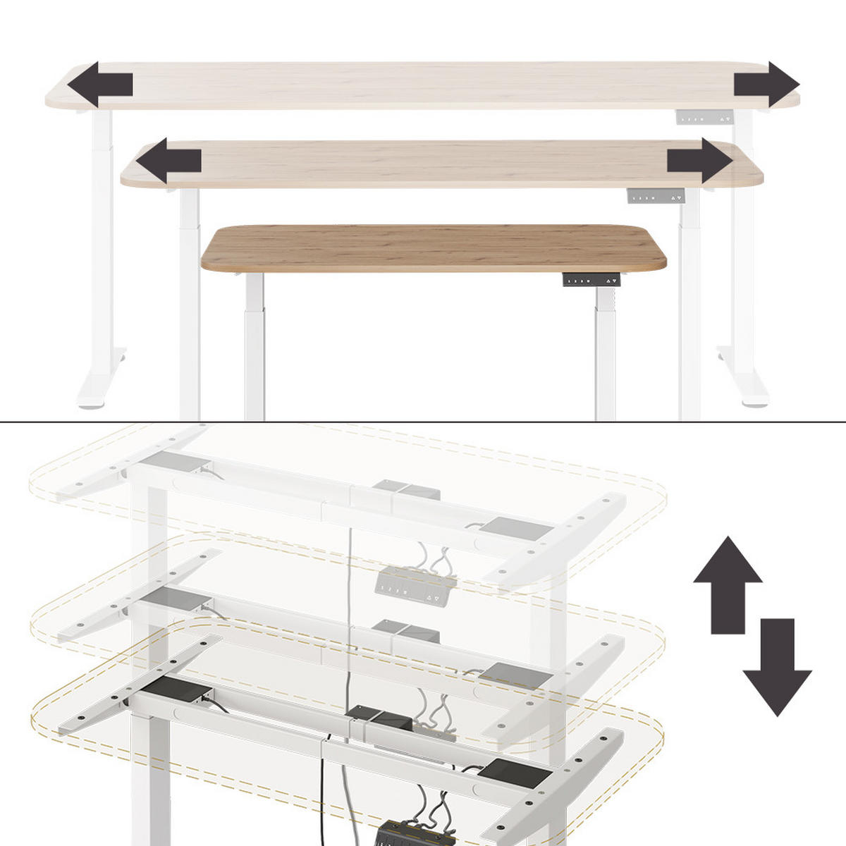 PSACÍ STŮL Elevate Bílá/Artisan - bílá, kompozitní dřevo (70/120/120cm) - Vicco