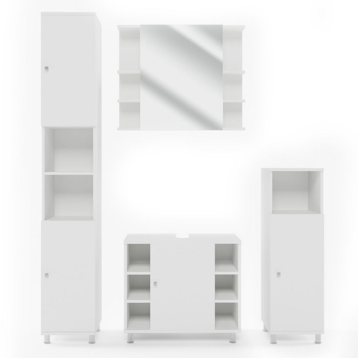 BADMÖBEL-SET Fynn Weiß 4 Teile - Weiß, Holzwerkstoff (60/54/32cm) - Vicco