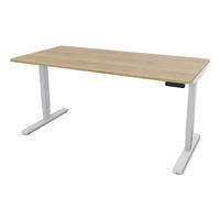 SCHREIBTISCH Elektrisch höhenverstellbarer Schreibtisch Y-Line Curved Eiche Natura Weißaluminium 160/80/62-127cm - Weiß Hochglanz/Silberfarben, Holzwerkstoff/Metall (80/160/127cm) - ASSMANN