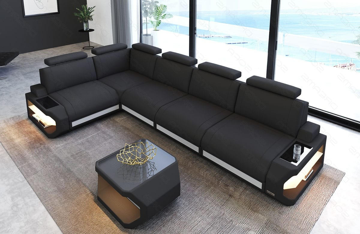 ECKSOFA Siena Dunkelgrau Weiß Mikrofaserstoff - Dunkelgrau, Kunststoff (347/197cm)