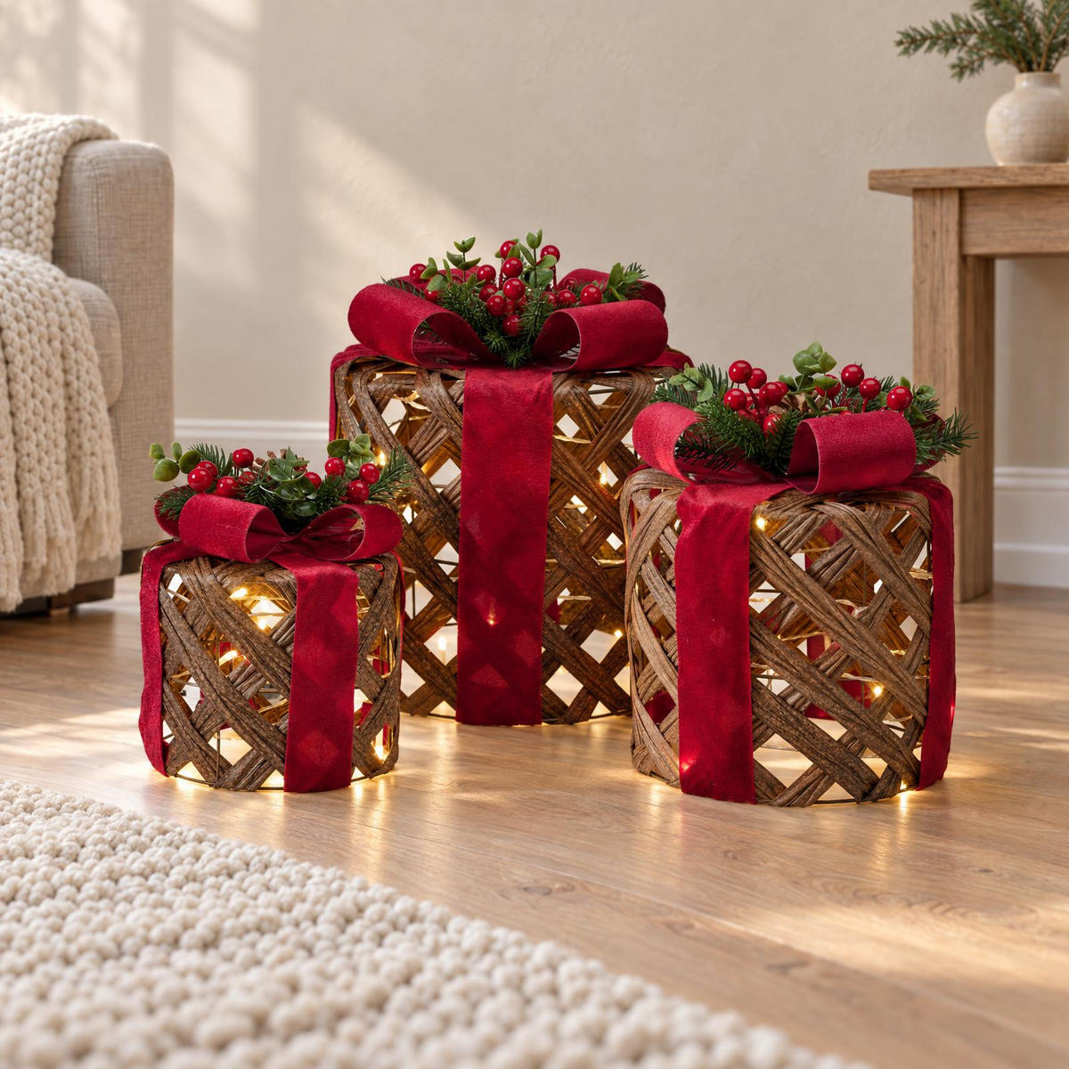 WEIHNACHTSDEKORATION 3er-Set - Braun, Metall (25/30/25cm) - Home Styling Collection