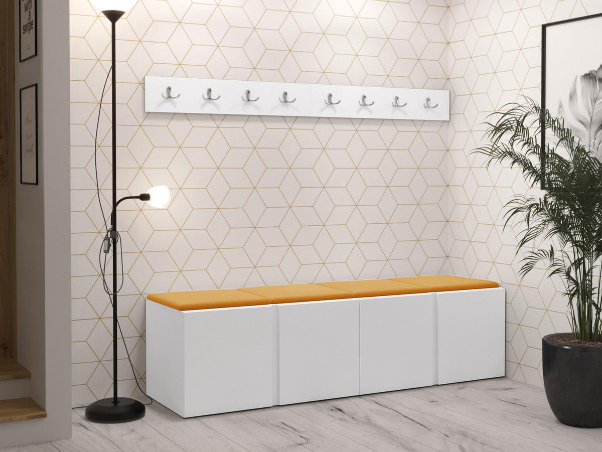 GARDEROBEN-SET Orion VII - Weiß/Orange, Holzwerkstoff/Kunststoff (168/42/46cm) - MIRJAN24