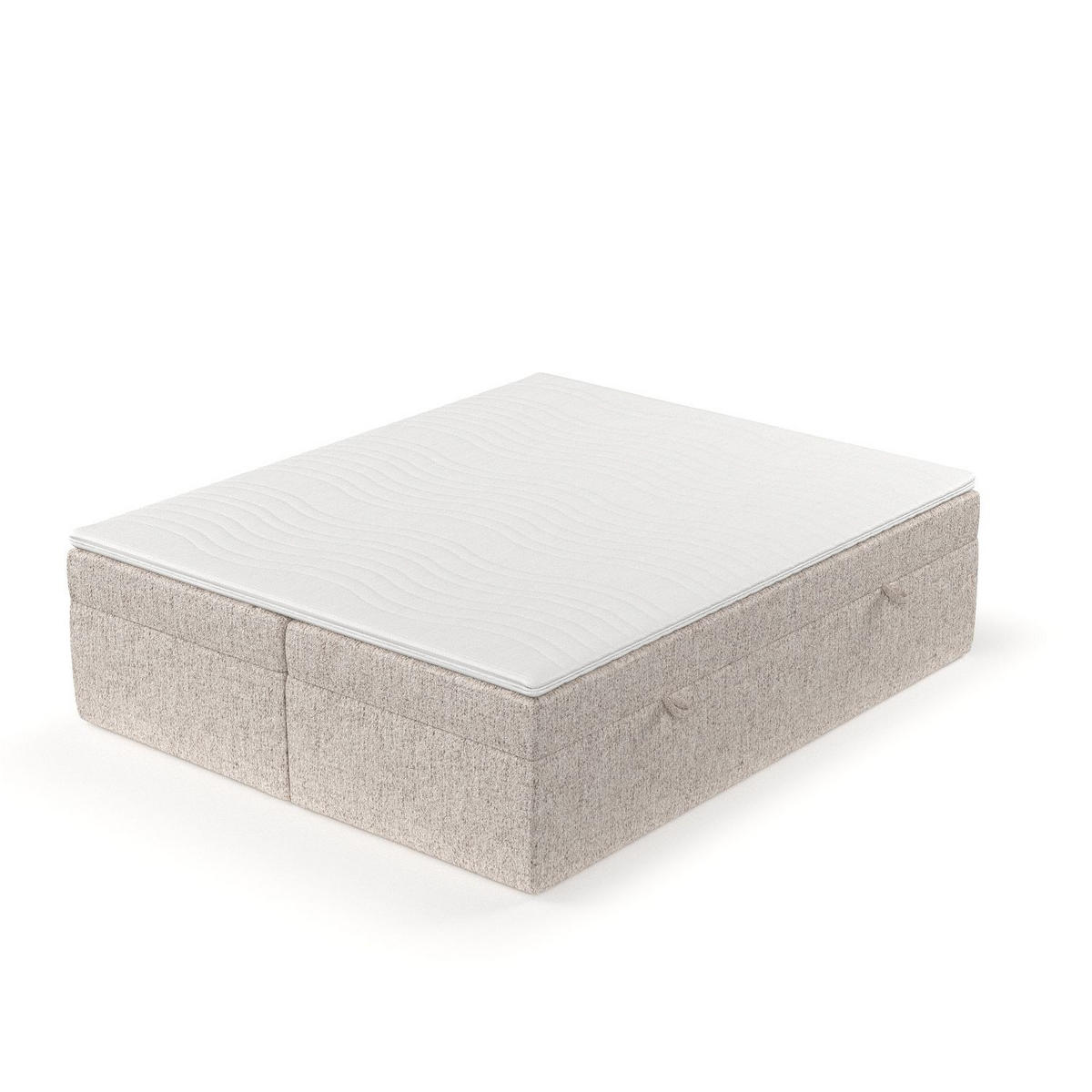 BOXBETT Lennon Hellbraun 140/200 cm im Webstoff - Hellbraun/Schwarz, Holz/Holzwerkstoff (140/200cm) - Maison de Reve