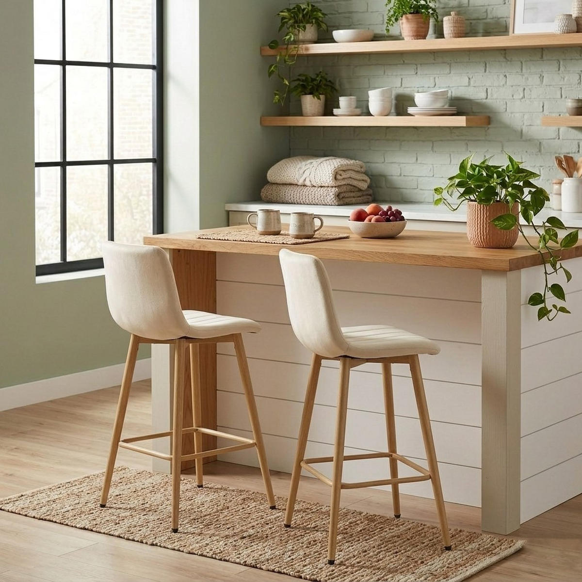 BARHOCKER Beige 43x49 cm POZZA Ergonomisches Sitzkissen - Beige, Metall (43/56/49cm)