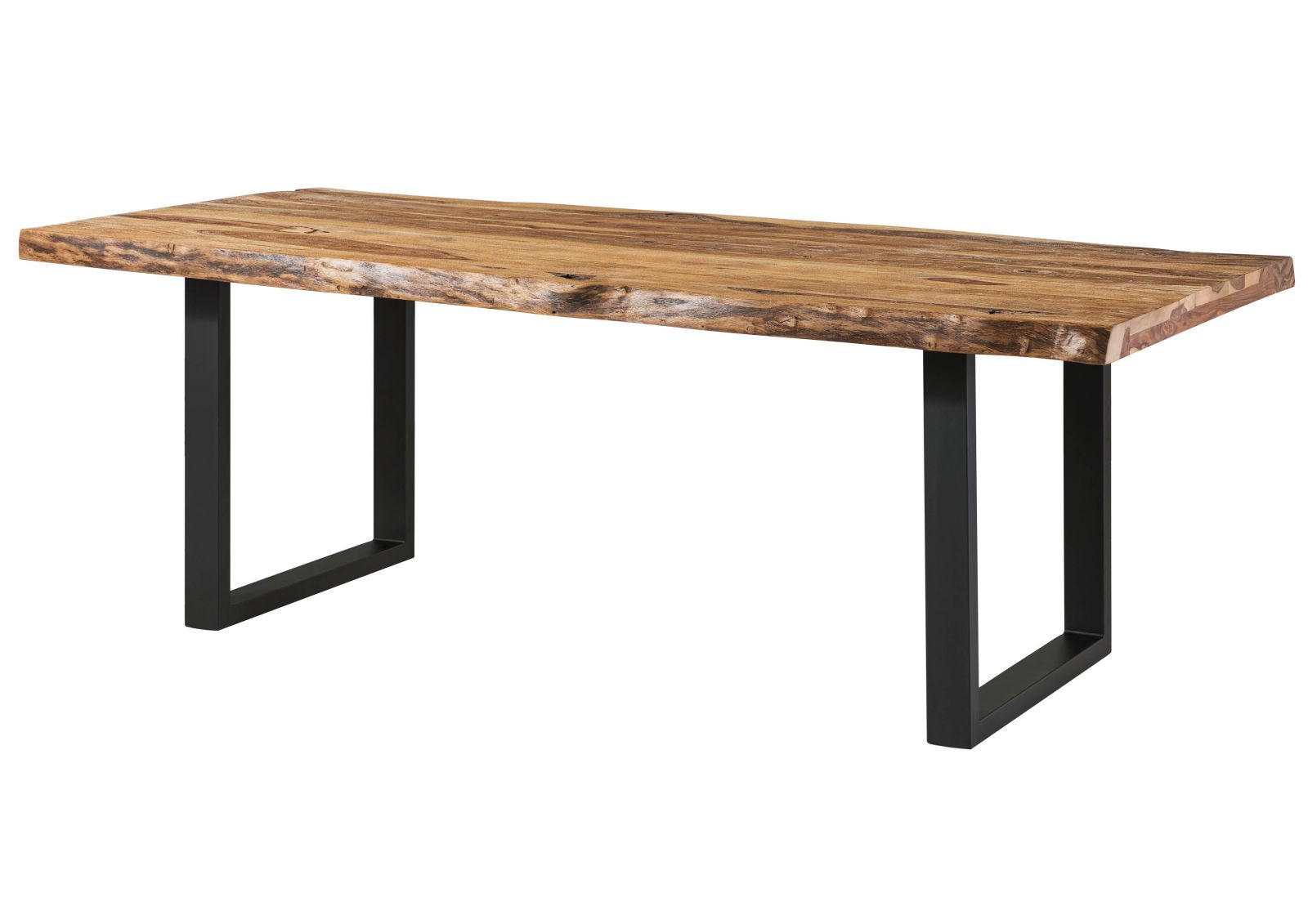 BAUMTISCH Sheesham 200x100x77 natur sandgestrahlt / U-Beine anthrazit matt FREEFORM 5 - Naturfarben, Holz (200/100/77cm) - Massivmoebel24