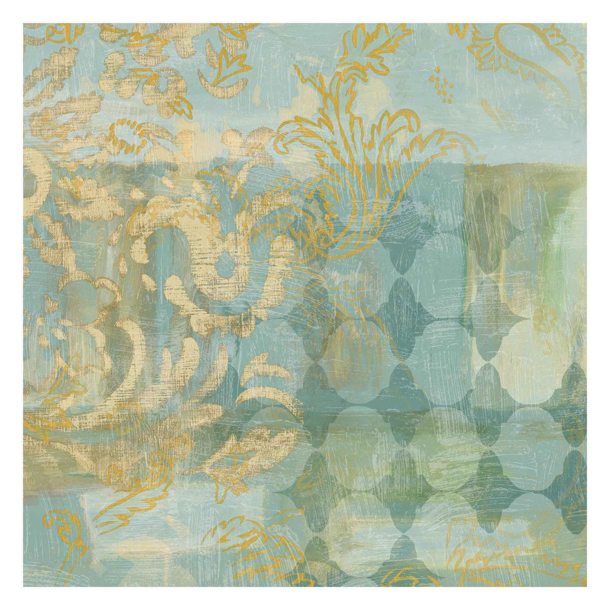 FOTOTAPETE Marokkanische Collage in Gold und Türkis 240/240 cm - Goldfarben, Papier (240/240cm) - Bilderwelten