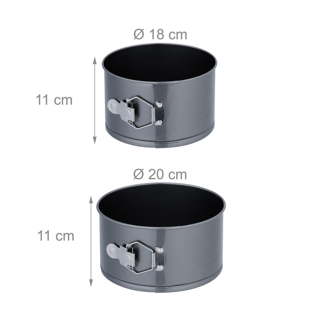 5-TLG.SPRINGFORM-SET - Anthrazit, Metall (20/11/20cm) - Relaxdays