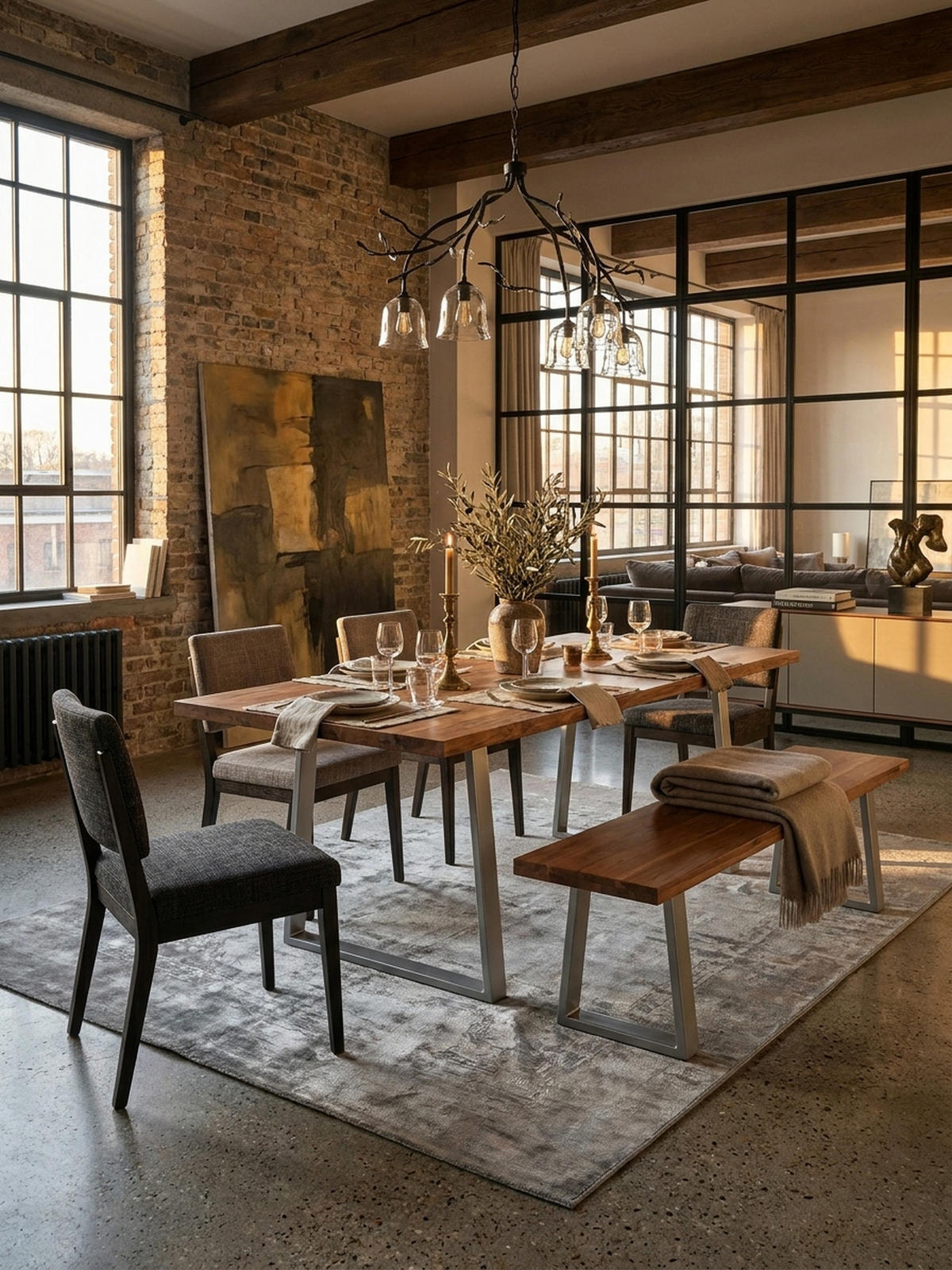 ESSTISCH Massivholz Baumkante Metallgestell Handgefertigt TARN, Goldbraun-Chrom 160x80x76 cm - Chromfarben/Braun, Holz/Metall (80/160/76cm) - KADIMA DESIGN