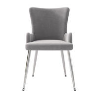 ESSTUHL 6er-Set Grau aus Samt mit silberfarbenen Metallbeinen - Grau, Textil (55/85/45cm) - PANGIVO