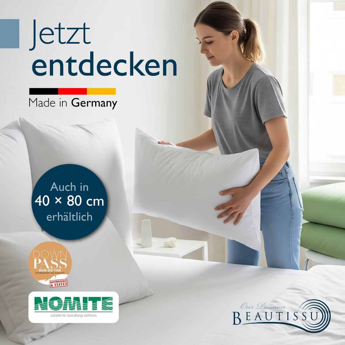 KOPFKISSEN BeauNuit FK 80x80cm Weiß (2tlg) - Weiß, Textil (80/80cm) - Beautissu 