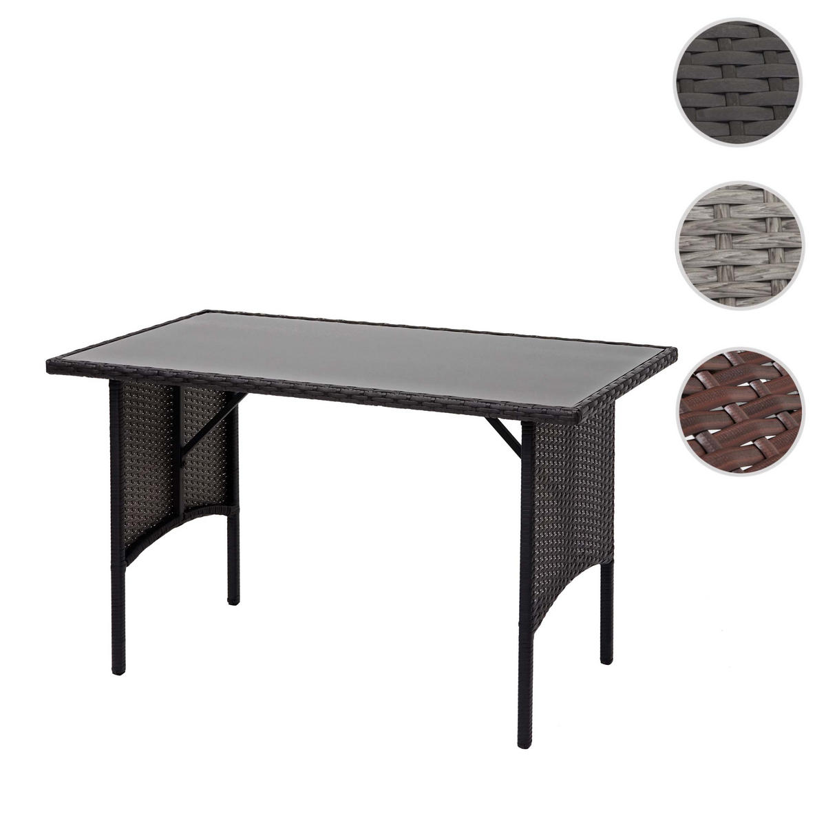 POLY-RATTAN ESSTISCH rechteck Schwarz - Schwarz, Kunststoff (60/112/68cm) - MCW