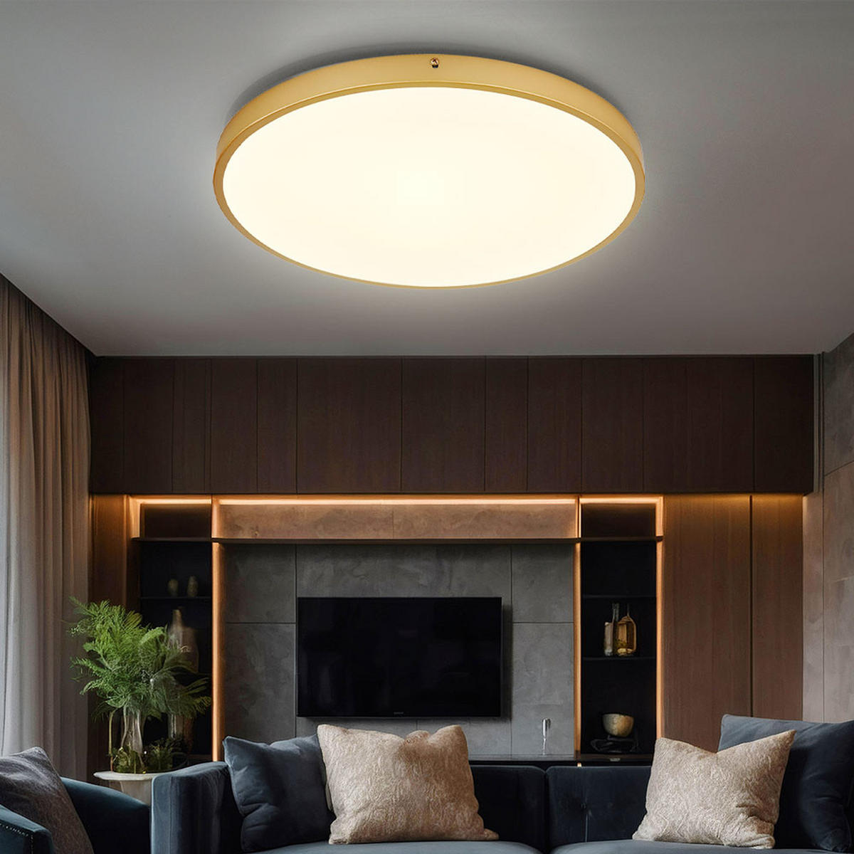 LED DECKENLEUCHTE Metall Messing Opal - Messingfarben, Metall (45/45/3cm) - Globo Lighting