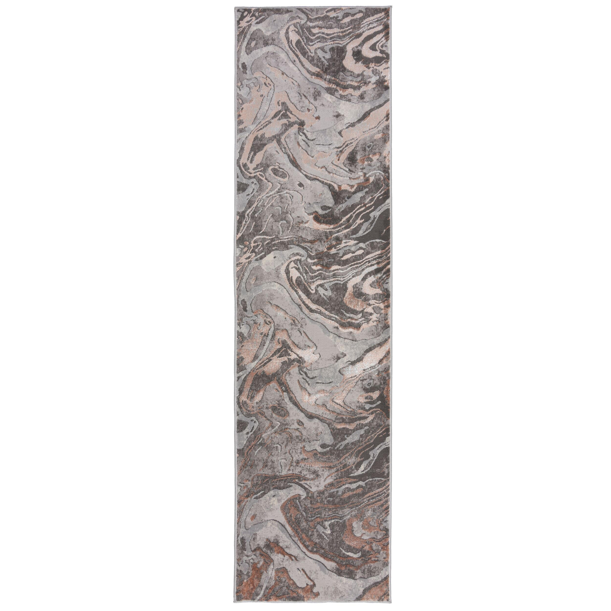 TEPPICH Marmor-Design, metallisch OUSE JOY, Rosa-Grau 80x300 cm - Rosa, Textil (80/300cm) - KADIMA DESIGN