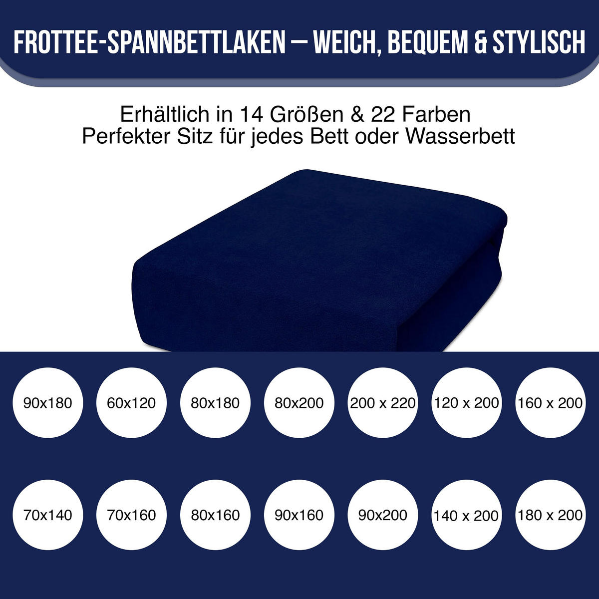SPANNBETTLAKEN 90/200 cm, Jersey Elastisch 100 % Baumwolle Marinenblau - Blau, Textil (90/200cm) - Best For Home