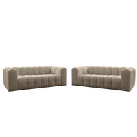 SOFASET Solvie 3-3 In Moly - Beige, Holzwerkstoff/Textil (230/75/106cm) - Fun Möbel