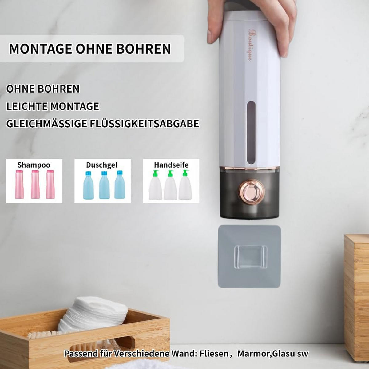 SEIFENSPENDER , Wandseifenspender 450 ml - Weiß, Kunststoff (6.3/22.5/6.3cm) - BELZ
