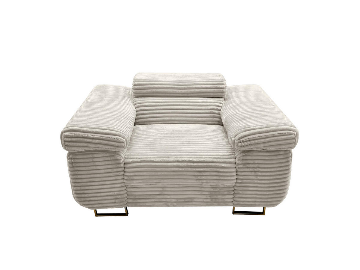 GUSTAW Sitzgarnitur 3+2+1, Schlafsofa 3-Sitzer, Cordbezug Ecru - Ecru, Textil (225/92/101cm) - KS Home Concept