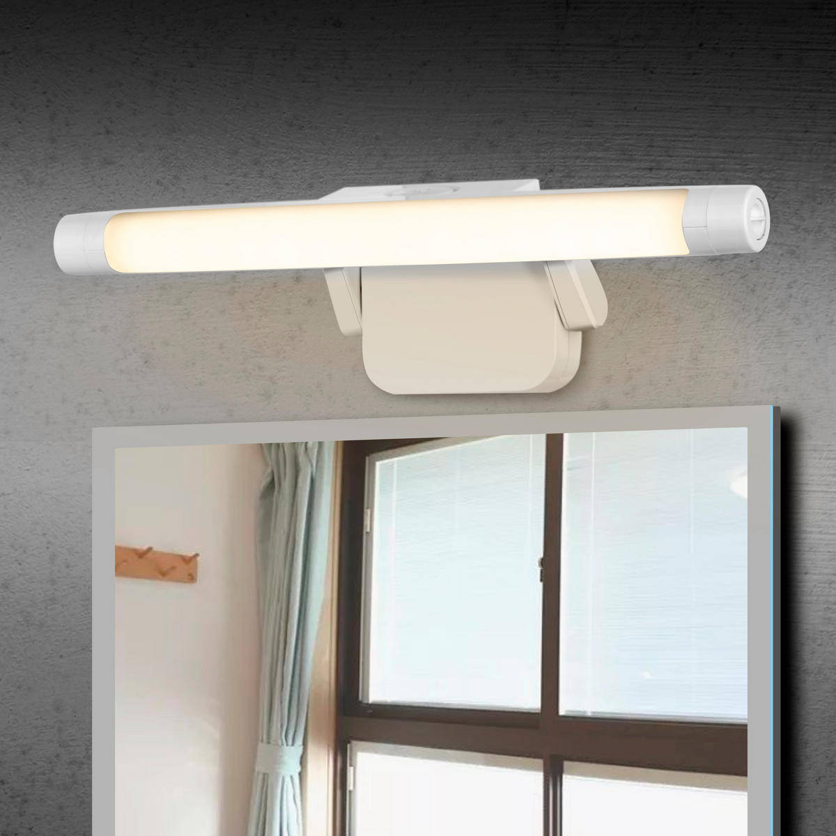 LED-BILDERLEUCHTE - warmweiß mit Dimmfunktion und verstellbarem Arm für Bilder und Spiegel, batteriebetrieben - Weiß, Kunststoff (15/34/3.1cm) - Northpoint