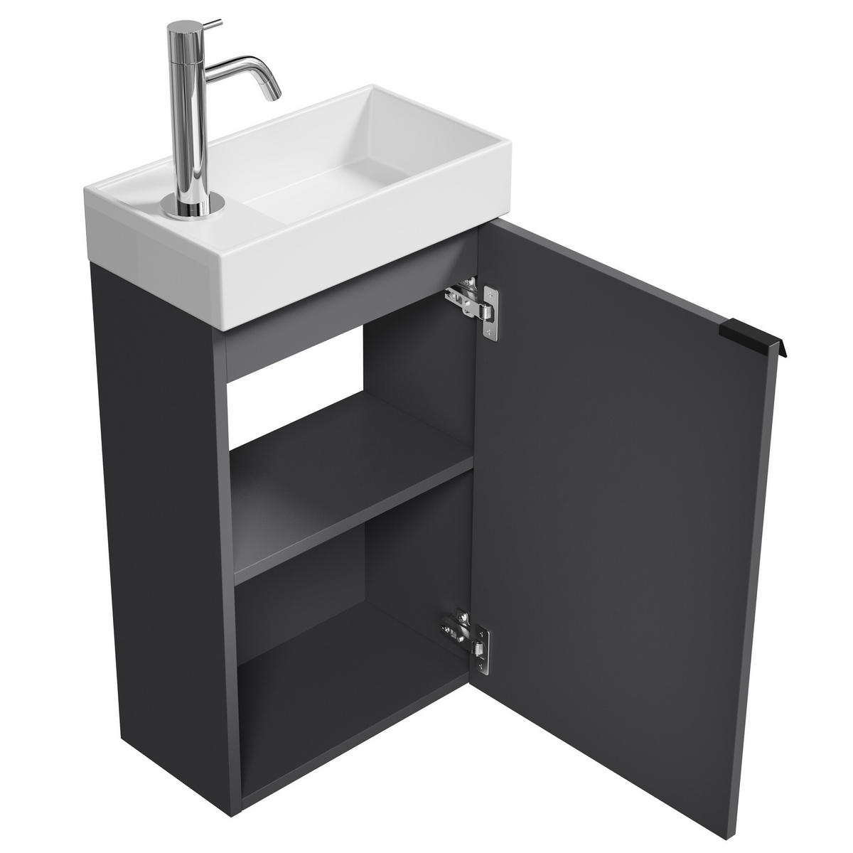 GÄSTE-WC-MÖBELSET Apollo 2 Teile Anthrazit - 40 x 22 x 68 cm - Anthrazit, Holz (40/68/22cm) - Badplaats