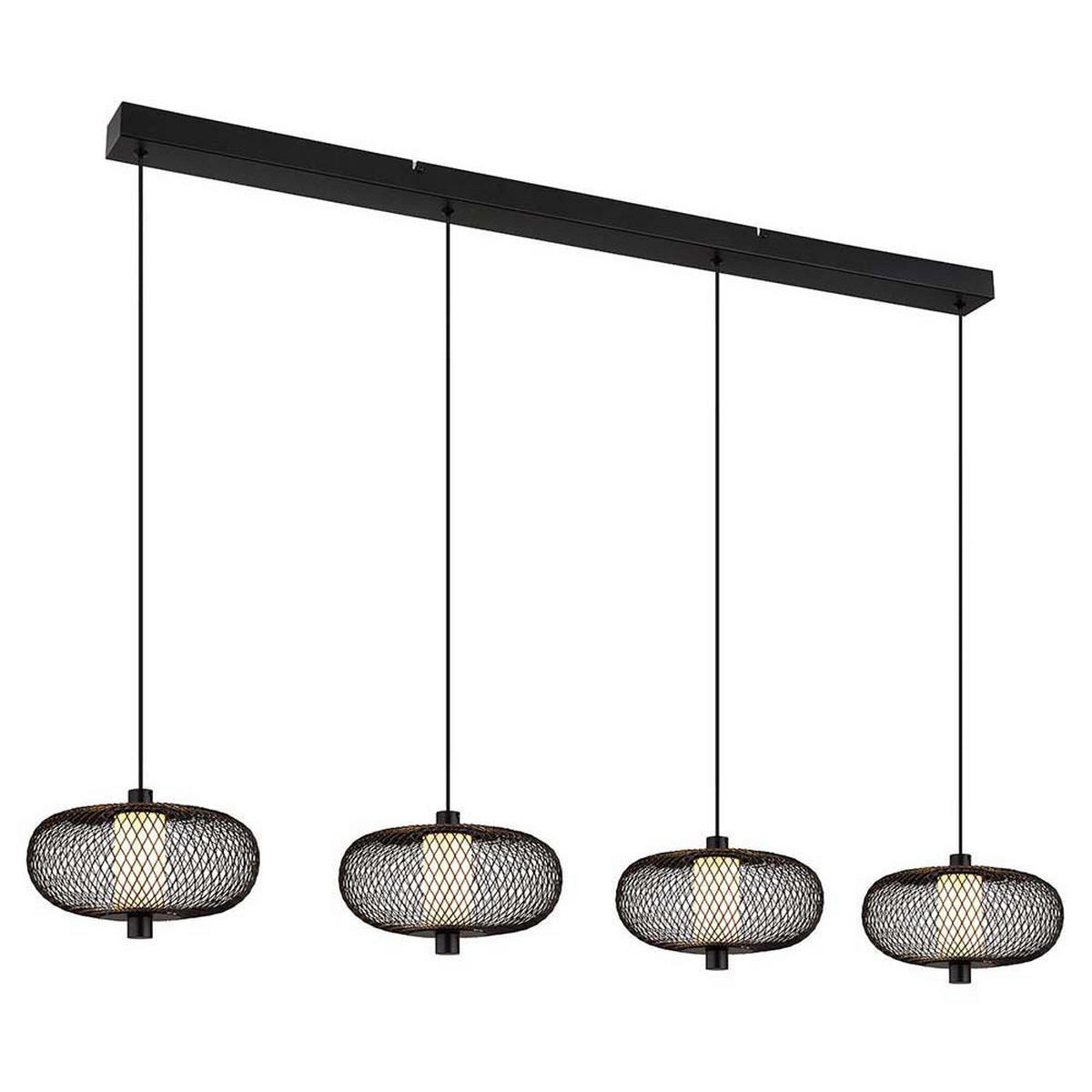 LED HÄNGELEUCHTE Astari Schwarz Metallgeflecht - Schwarz, Metall (116.5/22/150cm) - Nowa
