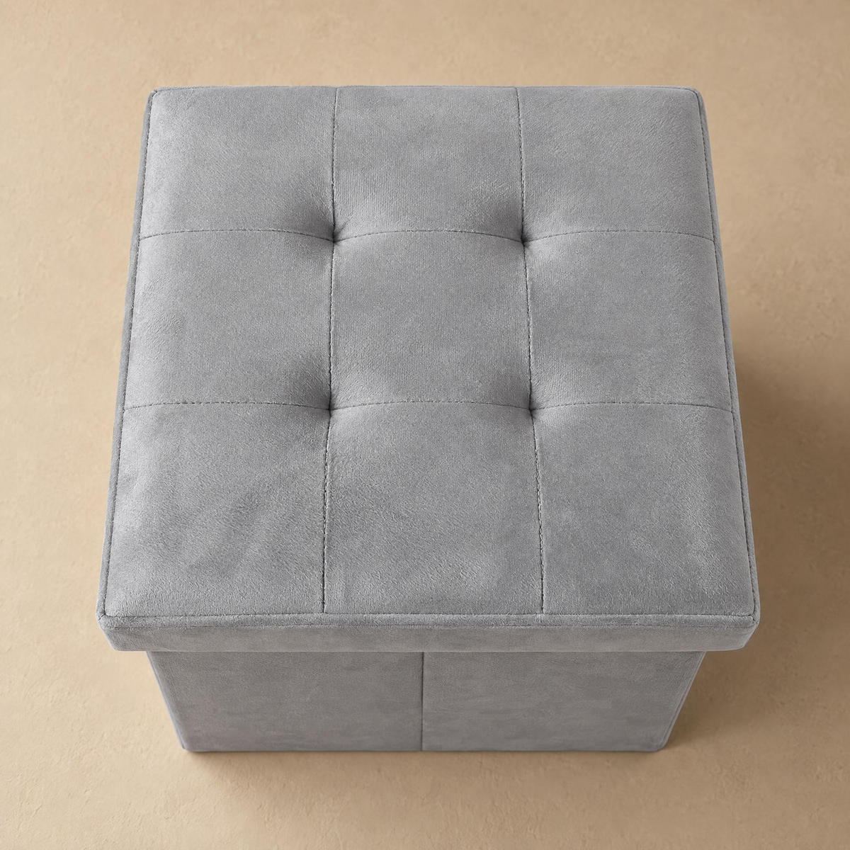 POUF mit Stauraum 38/38/38 cm - Grau, Textil (38/38/38cm) - SCENA LIVING