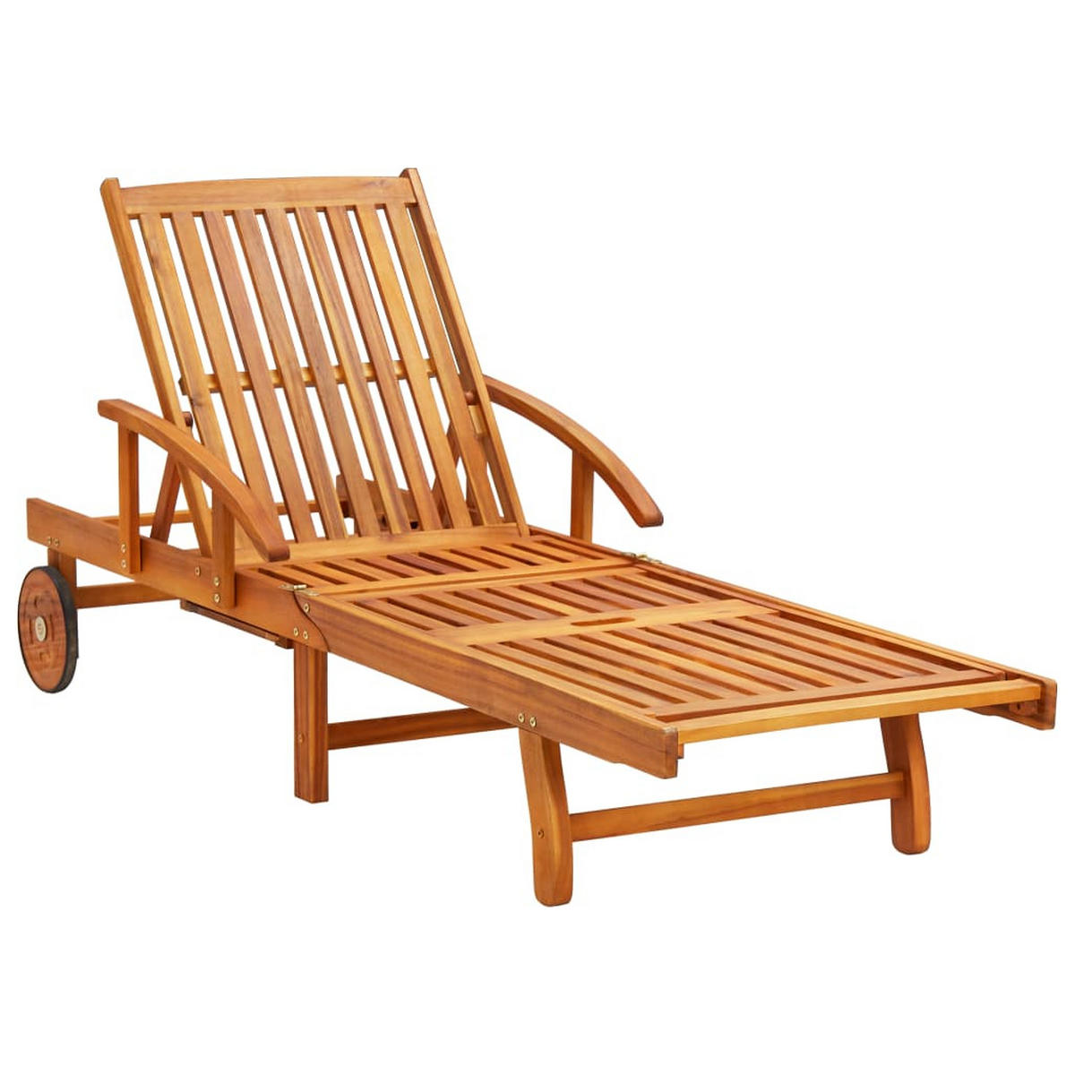 SONNENLIEGE mit Auflage Akazie Massivholz - Beige, Holz (67/85/200cm) - furnicato