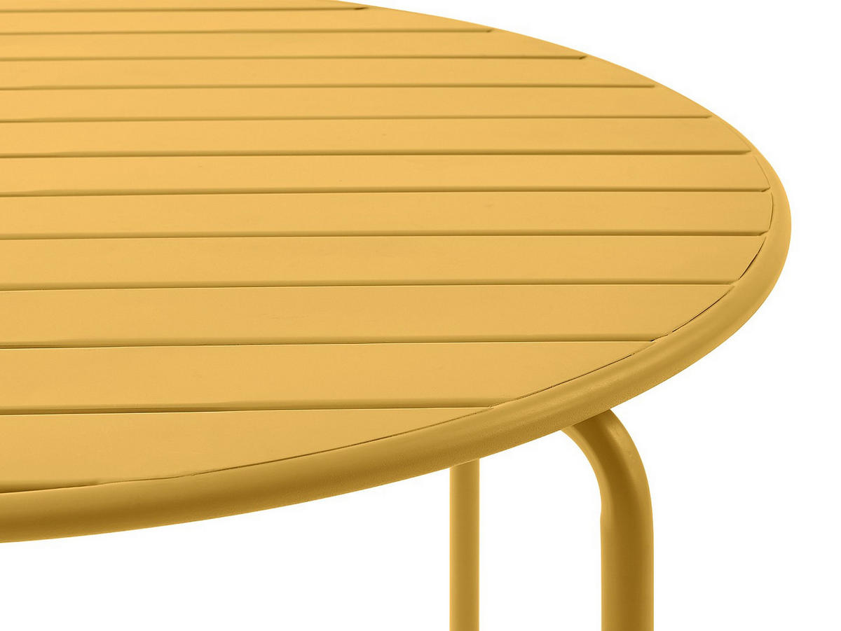 GARTENTISCH rund - D. 110 cm - Metall - Senfgelb - MIRMANDE von MYLIA - Gelb, Metall (110/110/74cm) - Vente-Unique