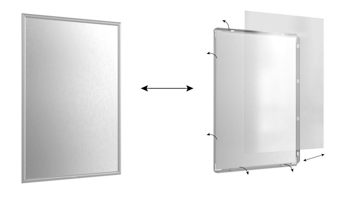PLAKATRAHMEN, Klapprahmen B1-Format, Silber - Silberfarben, Metall (70.7/100/2.5cm) - ALLboards